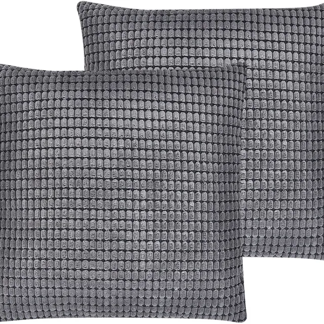Beliani ASPIDISTRA - Sierkussen set van 2 - Grijs - 45 x 45 cm - Fluweel