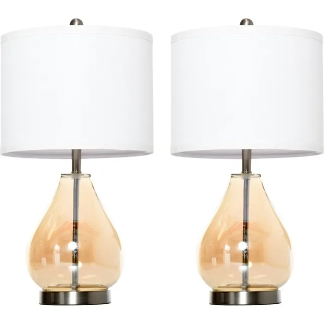Zenzee Tafellamp set van 2 - Lamp - Leeslamp - Tafellamp slaapkamer - Lamp nachtkastje - Nachtlamp - Bureaulamp - Glas - Ø30 x 56H cm warm