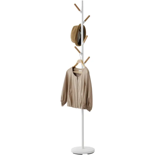 Ibenzoa Minimalistische Kapstok met Houten Elementen voor Jassen en Accessoires, 177 cm Hoog wit