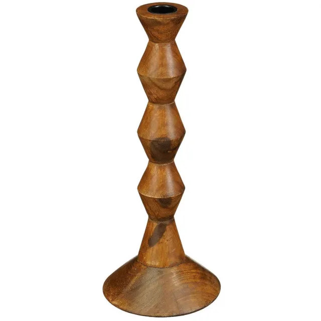 Mica Decorations Plony kandelaar van mangohout, H30 cm Bruin