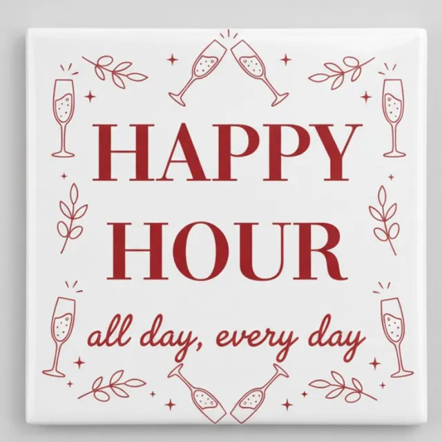 Nevolis “Happy Hour All Day Every Day” Tegel – Stijlvolle 15×15 cm Keramische Cocktail & Bar Wanddecoratie Cadeau Multi Color