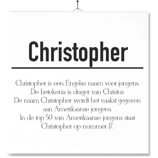 MC Living Tegel Met Opdruk | Betekenis | Kado | Cadeau | Met Naam - Christopher Multi-Color