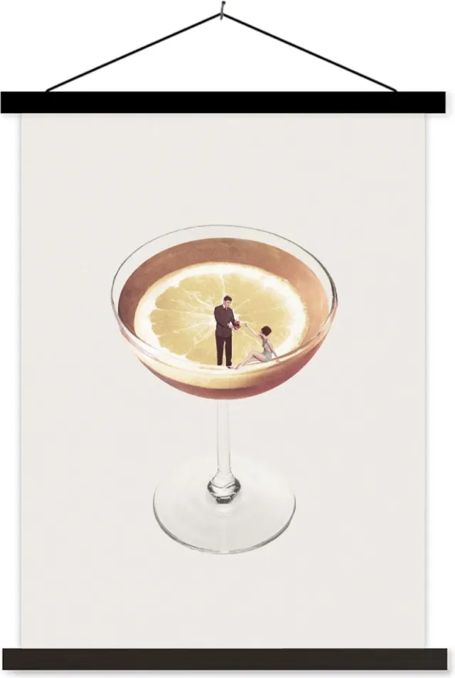 True Posterhanger incl. Poster 120x160 cm - Schoolplaat - Alcohol - Vintage - Drank - Textielposter - Zwarte latten Posterhanger incl. Poster - Schoolplaat - Alcohol - Vintage - Drank - 120x160 cm - Zwarte latten