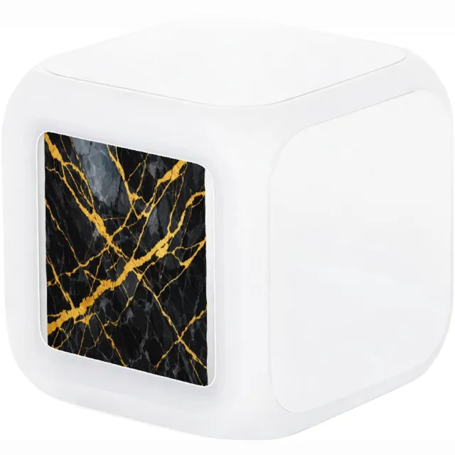 Mr Cadeautjes Digitale wekker - design Luxe nachtelijke steentextuur met subtiele botanische glans | cadeau Wit