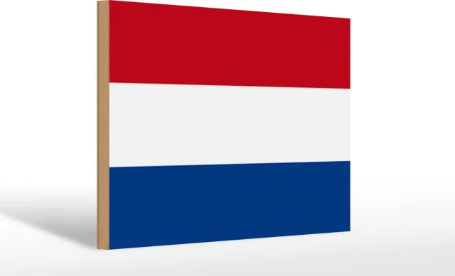 Femer Holzschild Flagge Niederlande 30x20cm Flag of Netherlands Blauw