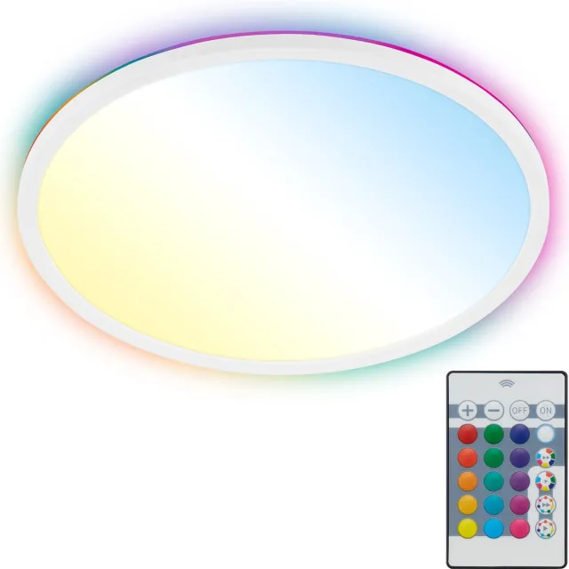 Briloner Slim - RGBIC Plafondlamp led - plafonniere met afstandsbediening - RGB & neutral wit licht - dimbaar - 22W - 24cm - wit Wit (met RGBIC)
