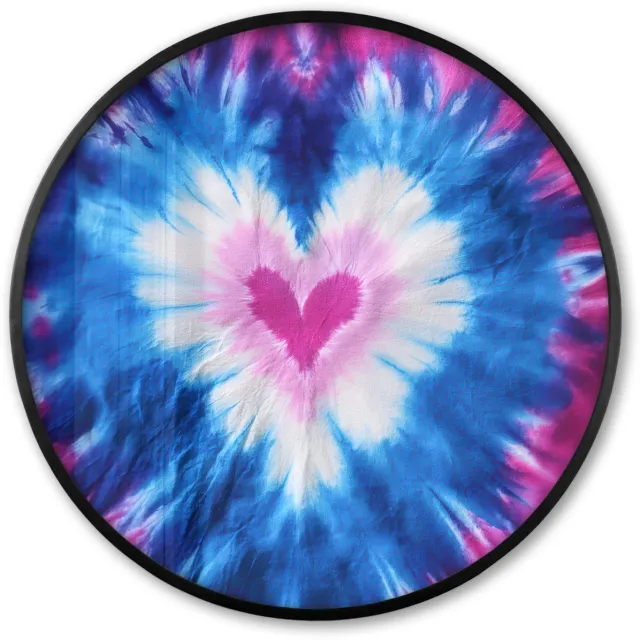 FrameYourWall Poster in lijst Rond - Fotolijst 80x80 cm - Posters - Hartvormig - Tie dye - Paars - Ronde posterlijst zwart - Decoratie - Wanddecoratie woonkamer - Muurdecoratie slaapkamer Tie dye - Hartvormig