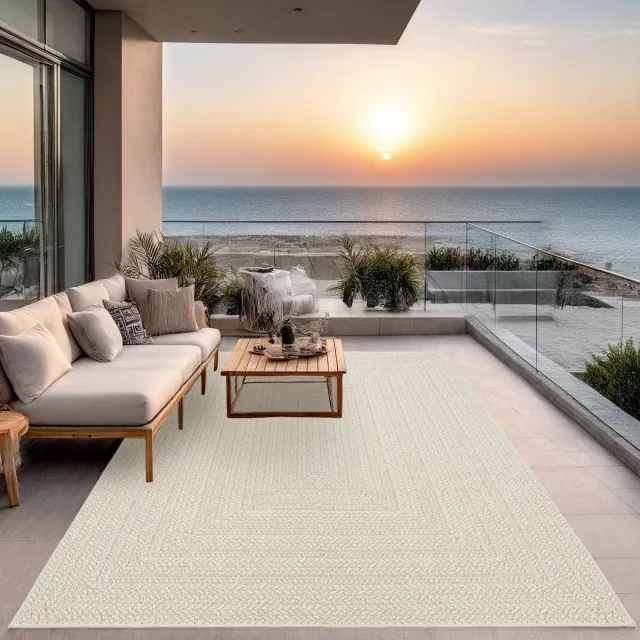 the carpet Kansas – weerbestendig buitenkleed in jute-look, robuust & onderhoudsvriendelijk, crème 240 x 340 cm