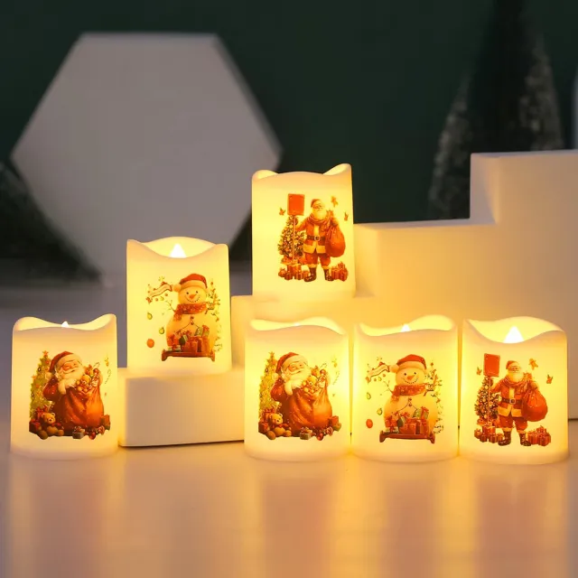 Mrilary LED Kaarsen kerstman - set van 6 ledkaarsen voor Kerstmis - op batterijen Led stompkaarsen - vlamloze kaarsen met warm wit licht - Kerst Kaarsen