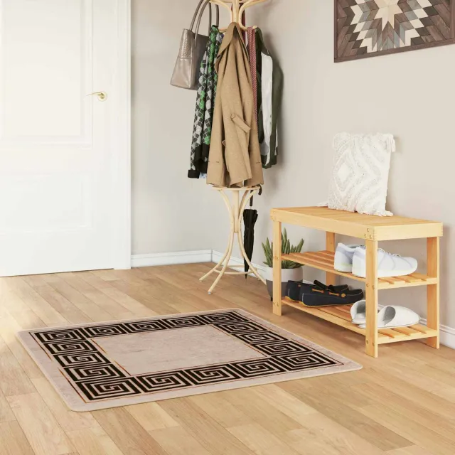vidaXL Vloerkleedloper MARSA Beige en zwart 100 x 100 cm, foto 2