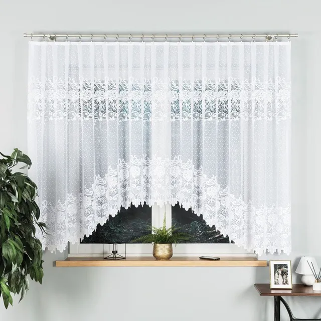 Markizeta Demetria - Jacquard Gordijn - 400x160 cm - Onderste Rand Onbewerkt - Wit