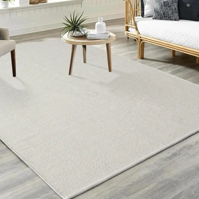 the carpet Boho Natur Wool Handgeweven wollen tapijt in natuurlijke Scandinavische boho-look, handgemaakt voor een unieke stijl, 120x170 crème