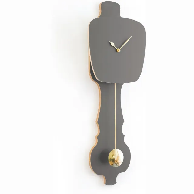 Kloq Wandklok Steen Grijs & Glimmend Goud