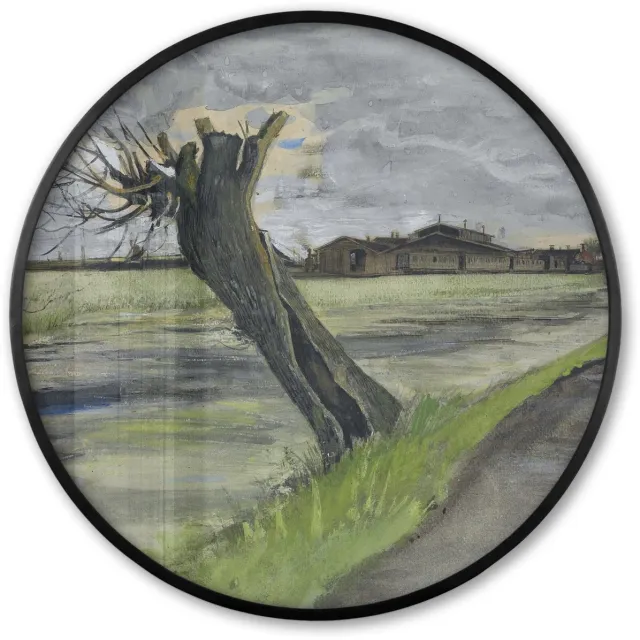 FrameYourWall Poster in lijst Rond - Fotolijst 80x80 cm - Posters - Knotwilg - Vincent van Gogh - Ronde posterlijst zwart - Decoratie - Wanddecoratie woonkamer - Muurdecoratie slaapkamer Multicolor