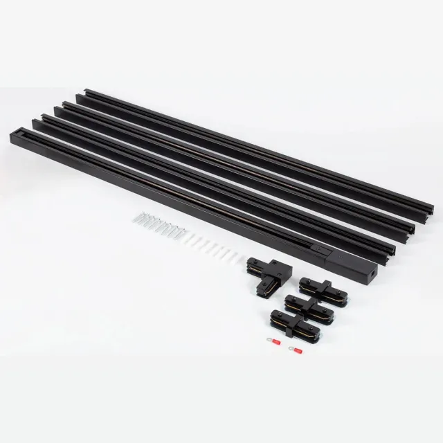 LumenXL Modern 1-fase railsysteem van 3 meter met Juna smoke spots - plafondlamp Zwart met smoke grijs glas