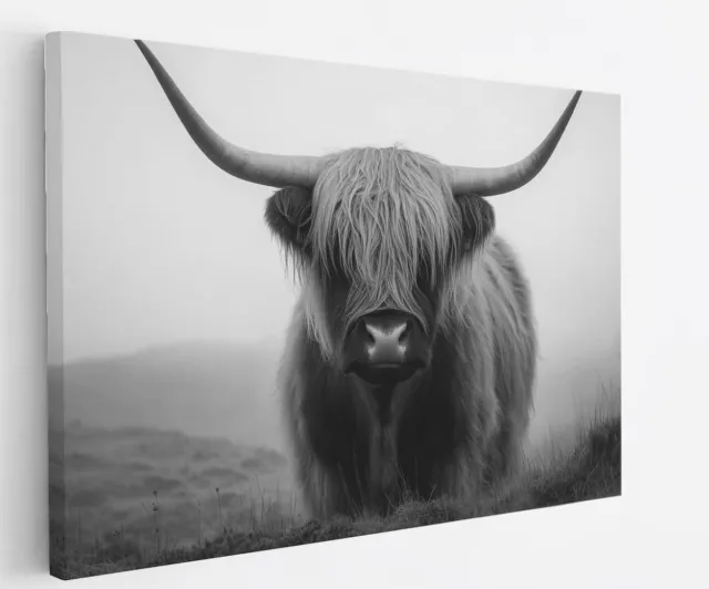 Saammp Canvas Schilderij Schotse Hooglander Koe - Abstract - Dieren - Natuur - 50x40 - Foto op canvas - Wanddecoratie - muurdecoratie Woonkamer - Slaapkamer decoratie - Canvas Print Multicolor