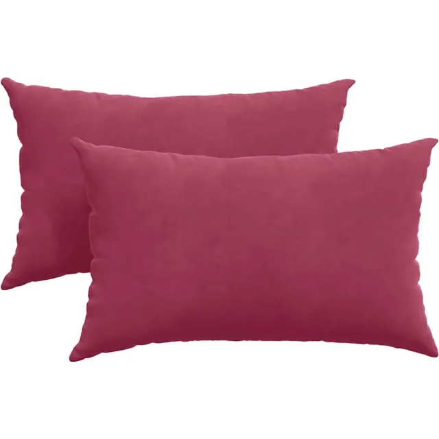 vidaXL Zitkussens - 2 - st - fluweel - Wijnrood - 50 - x - 30 - cm