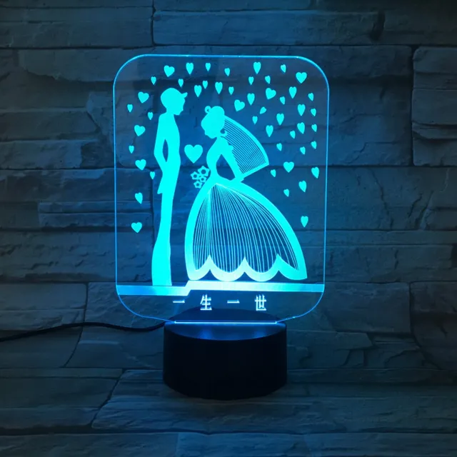 MC Living 3D Led Lamp Met Gravering - RGB 7 Kleuren - Liefde