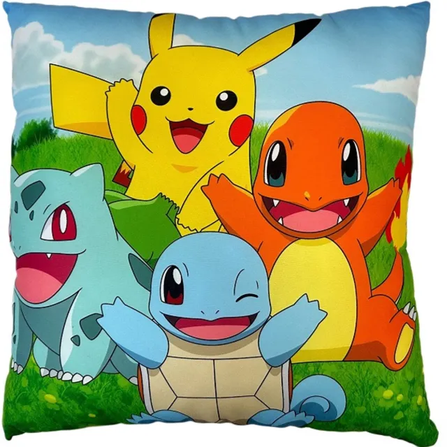 CLD Distribution S.A. Pokémon - Pikachu en Starter 1G Dubbelgezicht Kussen (40x40cm) Veelkleurig