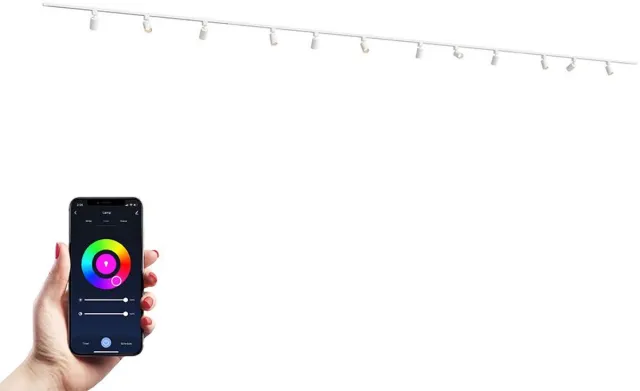 HOFTRONIC railverlichting pakket recht – 6 meter – 12x RGBWW GU10 railspots – dimbaar – aluminium wit – IP20 – modulair – 230V – smart verlichting woonkamer keuken kantoor
