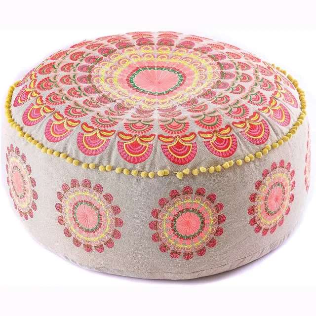 Ibenzoa Grote Marokkaanse Vloerkussen Overtrek, Handgemaakt, Zacht en Comfortabel, 60 x 20 cm roze