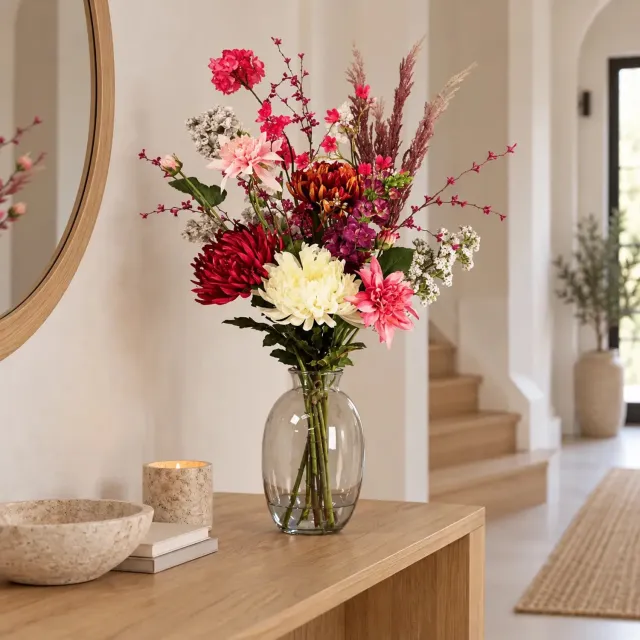 Decoratietakken Kunstbloemen boeket - Sfeervol - 80 cm - Zijden bloemen - Onderhoudsvrij Wit,Roze,Rood,Groen,Fuchsia