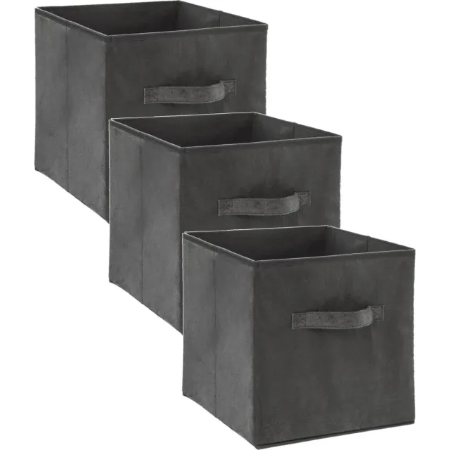 5Five® 5Five Opbergmand/kastmand - Set van 3x stuks - grijs - 29 liter - 31 x 31 x 31 cm - Opbergboxen - Vakkenkast manden - polyester