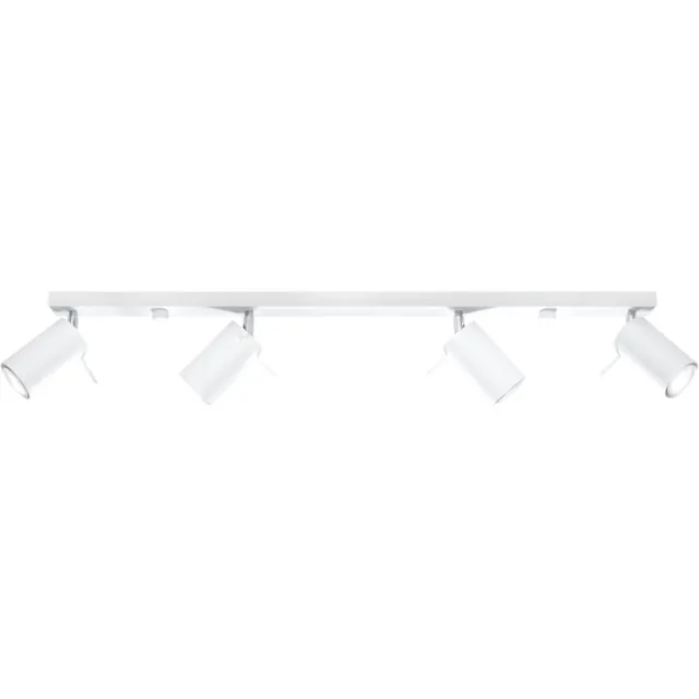 Sollux Lighting Plafondlamp RING 4L met 4 verstelbare spots in lijn - Sollux Lighting - IP20 - Wit staal behuizing - 80 x 6 x 16 cm - 4 x GU10 LED, exclusief lichtbron - 4 x 10 W - Moderne plafondlamp voor gang, hal en slaapkamer