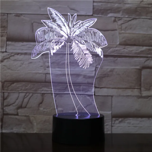 MC Living 3D Led Lamp Met Gravering - RGB 7 Kleuren - Palmboom