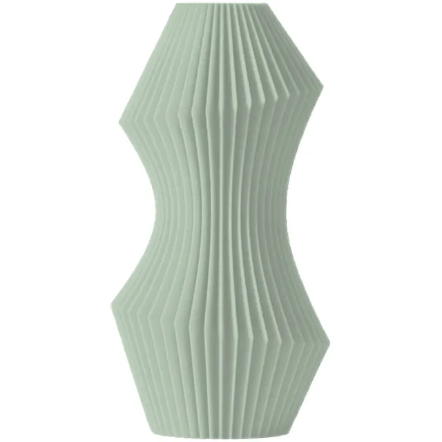 Layvo LORIN Vaas - Salie - D14 x H25 cm - droogbloemen vaas - organische vaas - gerecycled plastic
