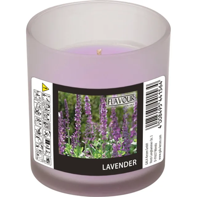 Conpax Candles geurkaars - lavendel geur - paars - 8 branduren - in glas - aroma kaars Lavender paars