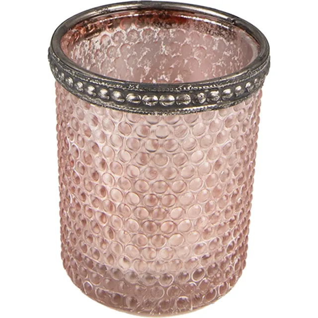 Clayre & Eef Theelichthouder Ø 6x6 cm Roze Glas