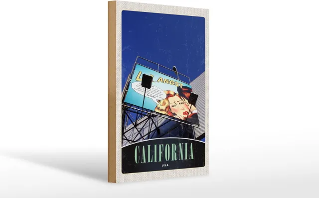 Femer Holzschild Reise 20x30cm California Amerika USA Schauspieler
