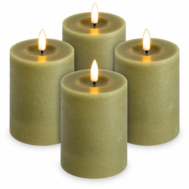 Inspinovia LED kaarsen - Echte Wax - 10 cm - Groen – 4 stuks - Afstandsbediening