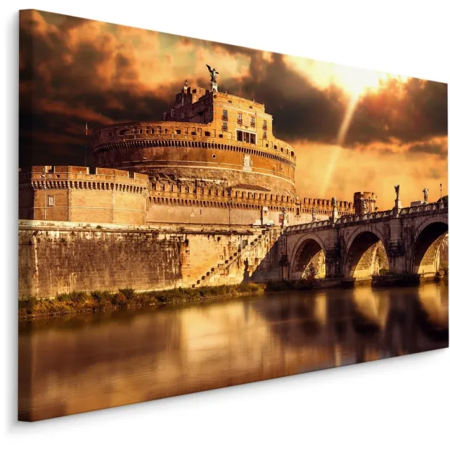 karo-art Schilderij - Prachtig zicht op het oude Rome, Italië, Premium Print - 70x50 cm Multikleur