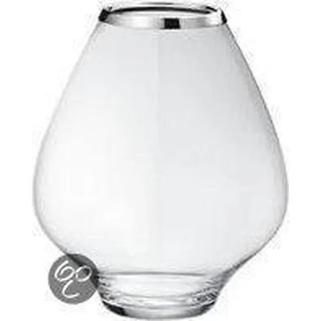 Georg Jensen Vaas Grace Glas En Hoogglans Rvs, Klein Model Grijs