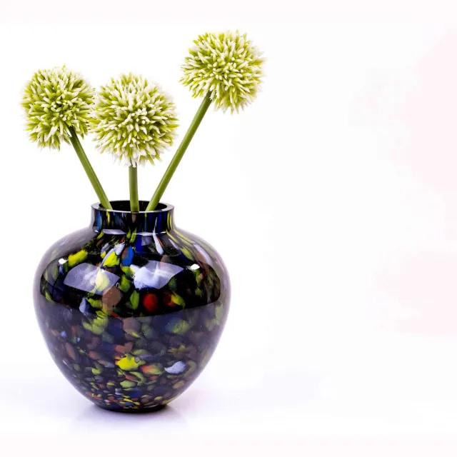 Loranto Zwarte Vaas Tulpenvaas van Glas 17 cm.