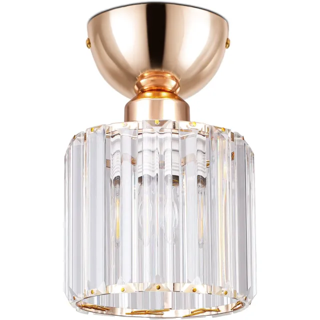 Lemlit Kristallen Plafondlamp - Moderne Plafonnière met E27 Fitting - Decoratieve Plafondverlichting voor Slaapkamer Woonkamer Keuken en Hal - Goud - Zonder Lichtbron