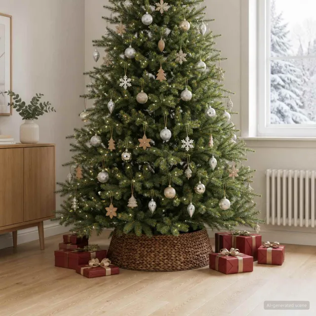vidaXL Kerstboomkraag Rond Bruin Dia. 105 x 28 cm Waterhyacint