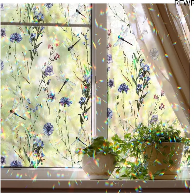 RFWR niet-klevende glas-in-loodfolie 28 x 100 cm - UV-regenboog raamfolie voor privacy en decoratie