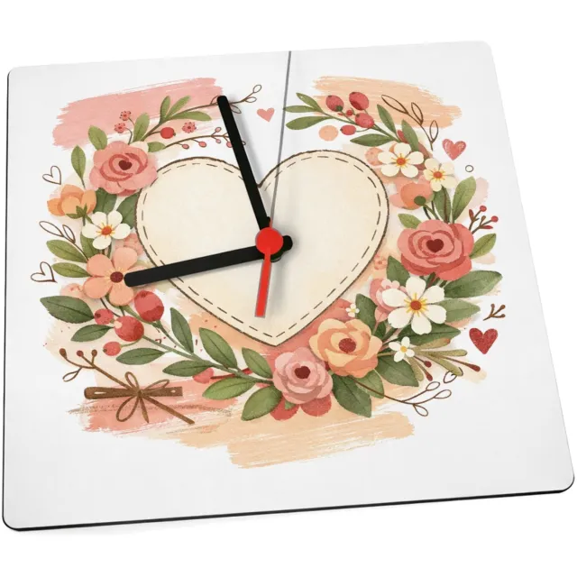 Mr Cadeautjes Klok 19 x 19 - design Een romantische bloemenkaart met een zachte seizoenssfeer en | cadeau Wit