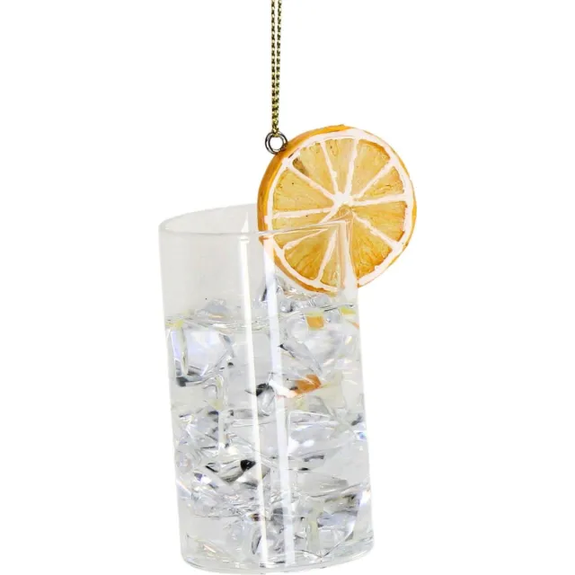 HD Collection Ornament Kerstbal – Cocktail Gin Tonic – Glas – Helder – 9 cm – Luxe Kersthanger Gin Tonic glas