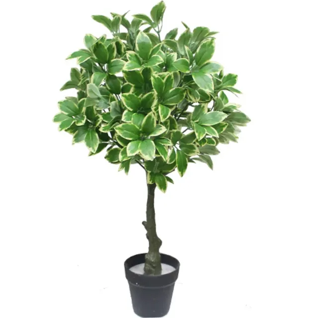 Kunstpalm Kunst Heester struik - 75cm - Namaak huisplant - Kamerplant - groen/wit Lichtgroen