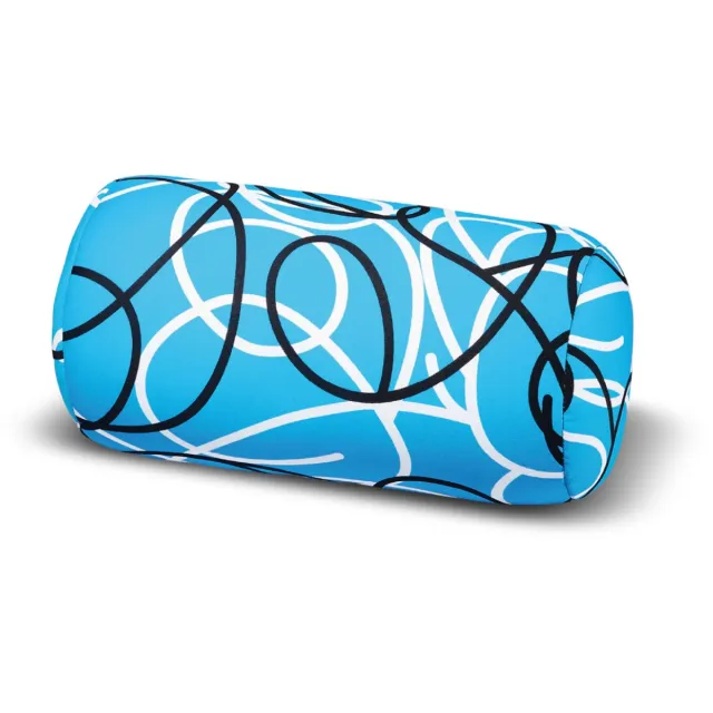 House of Healthbrands Kuschelmaxx Rolkussen - Sierkussen Rond Cilinder 17 x 33 cm - Blauw lijnen-design - Stevig en zacht - Mooie print - Gevuld met microgranulaat - Vormvast & Wasbaar - Ideaal voor op de bank, bed, auto of op reis - Inclusief Wasnet