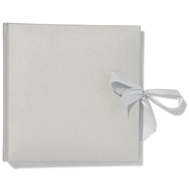 HEMA Fotoboek met strik 24x24.5 linnen zilver (zilver)