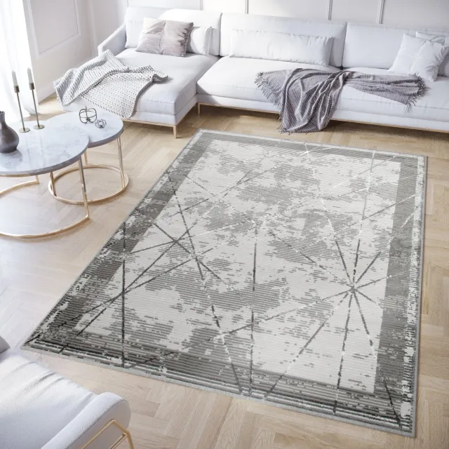 Tapiso Crystal Vloerkleed Donkergrijs Lijnen Modern Tapijt Donkergrijs 3