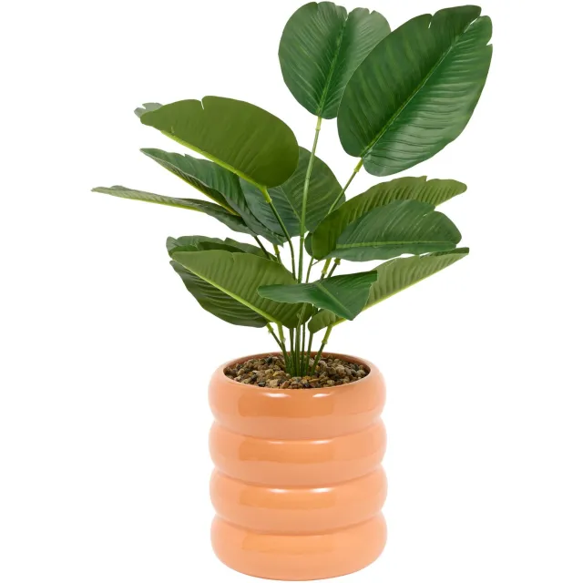 Atmosphera Kunstplant Poolside Strelitzia met keramieken pot - Ø14xH45cm - Oranje