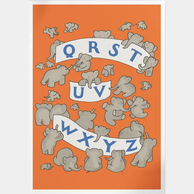 Pepperwall ABC De Babar II (Red 2) (Babar de Olifant) | Poster | A3: 30 x 40 cm Multikleur