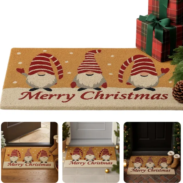 Cheqo Kerst Deurmat - Kokos Deurmat - Kerstdecoratie Deurmat Beige