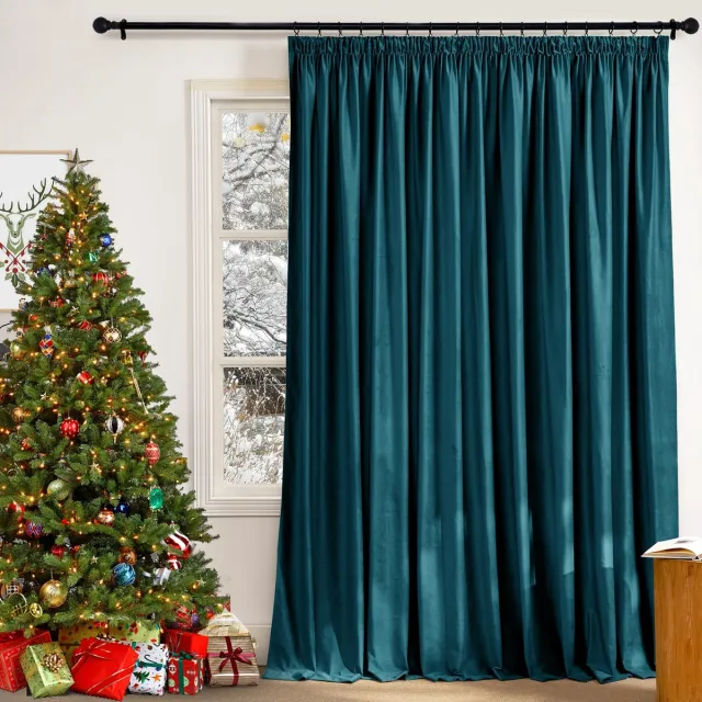 Unyqoos Luxe fluwelen gordijn met plooiband voor elegante woonkamerinrichting Blauw